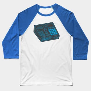 Beat Maker (Vivid Cerulean Lines + Arsenic Drop Shadow) Analog / Music Baseball T-Shirt